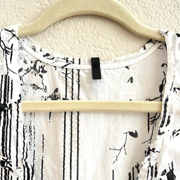 Serie Numérica Cotton Textured Printed V-Neck Tank Top Raw Hem Made In Italy - Picture 2 of 11